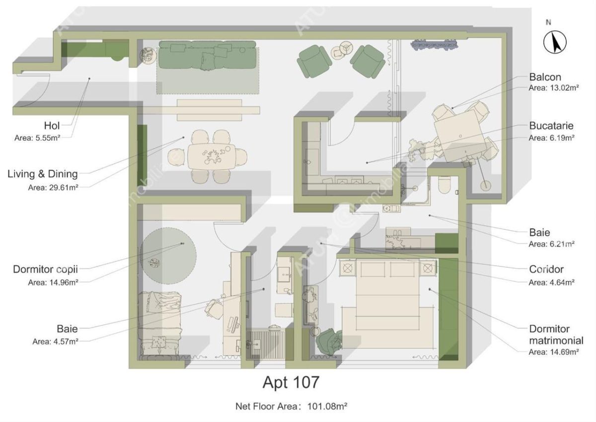 Apartament cu 3 camere si balcon in zona Calea Surii Mici din Sibiu - foto 13