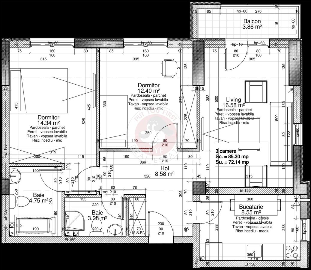Panorama City | Apartament 3 camere | Decomandat | 72mp | B12237 - foto 7