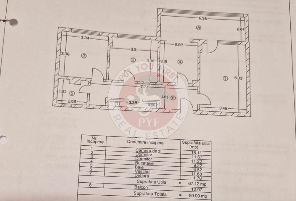 Piata Gorjului | 3 camere | 80mp | Decom | B12647 - foto 10