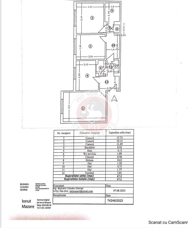 Uverturii | 3 Camere | 67 mp | Decom | Parcare platita | B11186 - foto 9