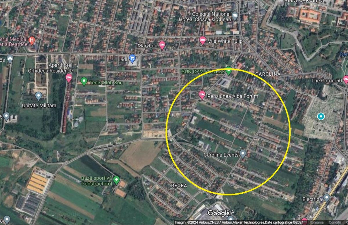 Teren intravilan, 943 mp, deschidere 34 mp, langa case, zona Cetate - Alba Iulia