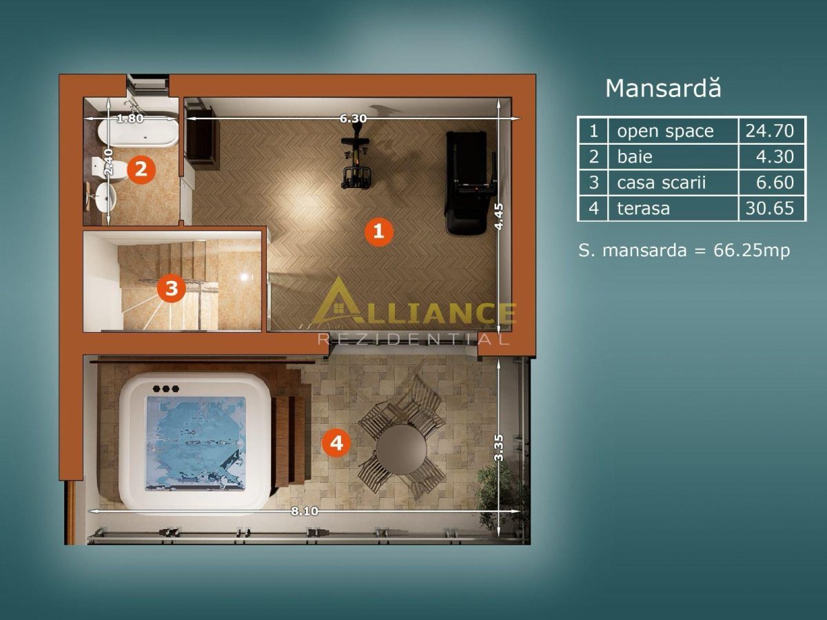 Casa Tip Duplex P+1+M cu 5 camere - 4 bai, 180 MPU, Teren - 190 MP - Comision 0% - foto 19