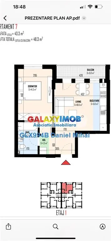 Apartament 2 camere- Incalzire pardoseala-geam tripan-lift-Cristalului - foto 9
