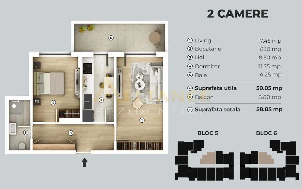 Apartament 2 camere | decomandat | 59 mp - Metrou - foto 6