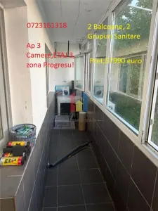 Ap 3 camere, conf 1 decomandat, Progresu, etaj 3, bucatarie mobilata - Braila