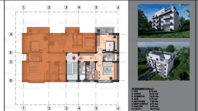 vanzare apartament 2 camere,  Nicolae Grigorescu, bloc 2025 in constructie,  etaj 1/3, decomandat, 52 mp utili, balcon, finisaje premium. - foto 15