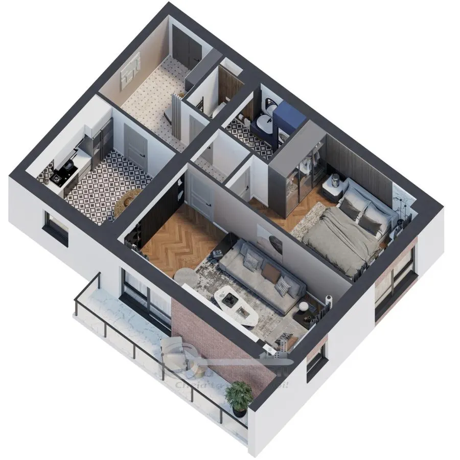 Apartament 2 camere â€“ 58,41 mp  COMISION 0% - foto 1