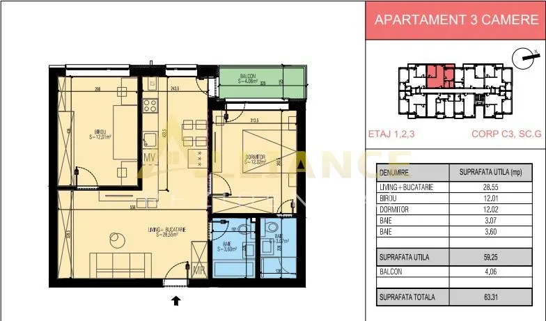 Leordeni Primarie 3 camere Bloc Boutique cu lift - foto 4