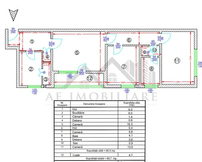 70mp - Apartament 3 camere in Podu Ros zona Cotnari - foto 4