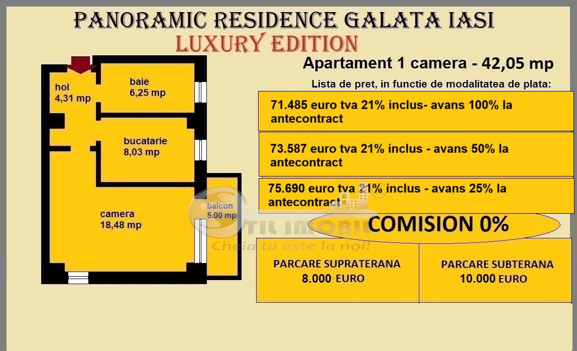 Apartament 1 camera de vanzare in Iasi, Galata, 42,05 mp, baie cu geam - foto 14