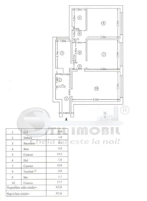 APARTAMENT 3 CAMERE CENTRU STEFAN CEL MARE ETAJ INTERMEDIAR - foto 3