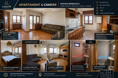 Apartament 4 camere , Zona Modern ,Bd. Simion Barnutiu ,Badea Cartan. - foto 1