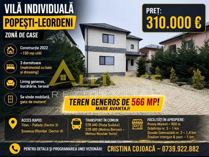 Vila Individuala 566 mp Popesti Mobilata si Utilata - foto 1