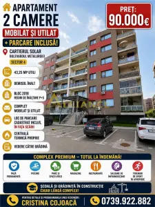 Cartierul Solar Apartament 2 camere Mobilat si Utilat + Parcare Inclusa - foto 1