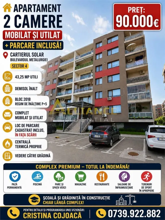 Cartierul Solar Apartament 2 camere Mobilat si Utilat + Parcare Inclusa - foto 1