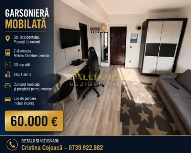 Garsoniera 7 Minute Metrou Dimitrie Leonida Mobilata si Utilata + Parcare - foto 1
