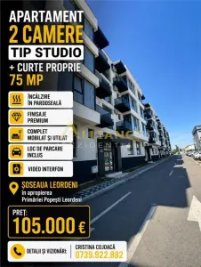 Apartament 2 camere tip Studio + 75 mp curte proprie - foto 1