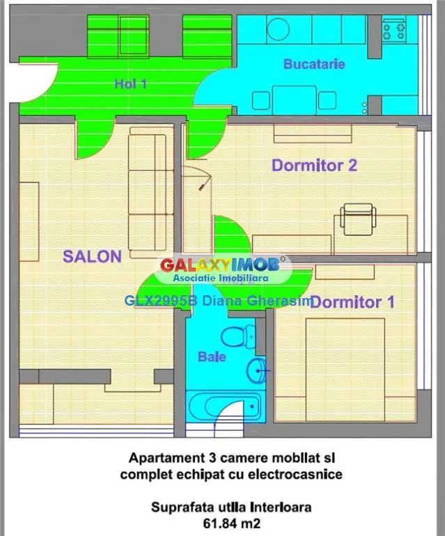 Apartament de inchiriat cu 3 camere- Giurgiului - foto 13