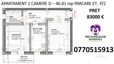 Capat CUG INTABULAT 2 camere  D et 1  47 mp  Lunca Cetatuii - foto 3