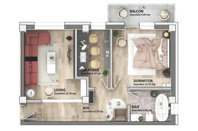 ASTORIA RESIDENCE Apartament 2 camere  D 50 mp  Lunca Cetatuii - foto 2