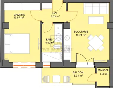 Apartament de vanzare in Sibiu - 2 camere, etaj 1, cu balcon si loc de parcare subteran, Dna Stanca - foto 2