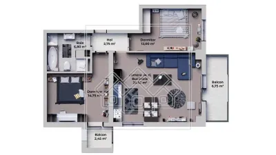 Ap. nou, 3 camere, 65,25 mp, bloc nou cu lift - foto 9
