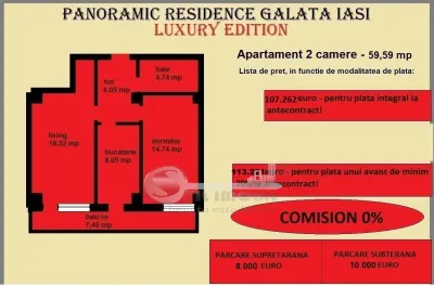 Apartament 2 camere de vanzare in Iasi, Galata, 59,59 mp, bloc nou - foto 2