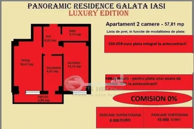 Apartament 2 camere de vanzare in Iasi, Galata, 57,81 mp, bloc nou - foto 2