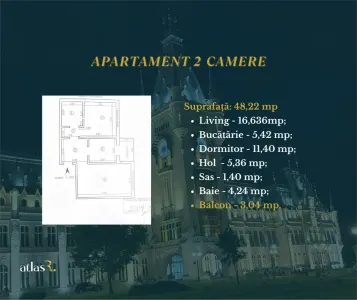 Apartament 2 camere | 48,22 mp | Decomandat | etaj 2 | Dacia - foto 12
