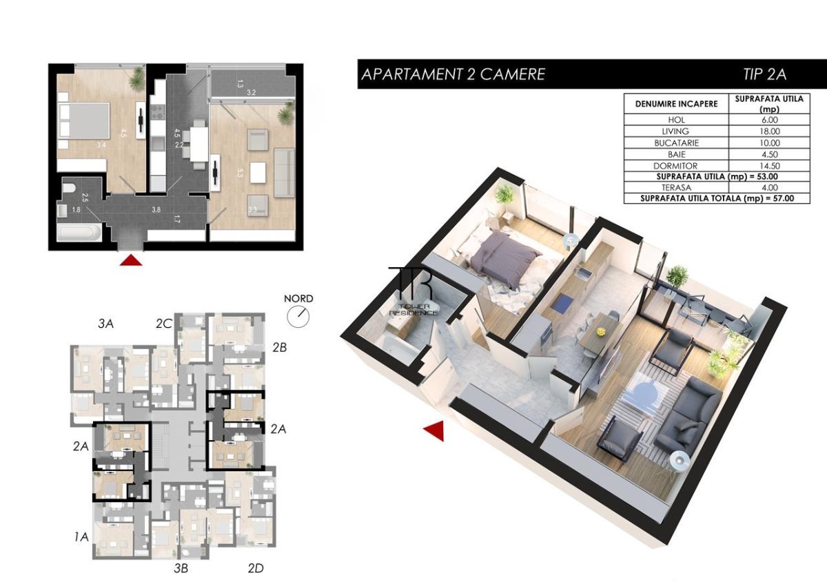 Apartament 2 Camere Incalzire in Pardoseala Ansamblu Nou Rahova - foto 3