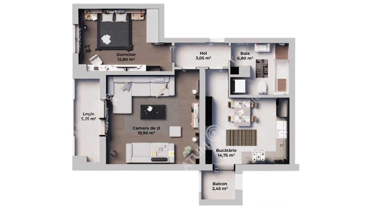 Apartament intabulat cu 2 camere si 2 balcoane pe Calea Surii Mici - foto 11