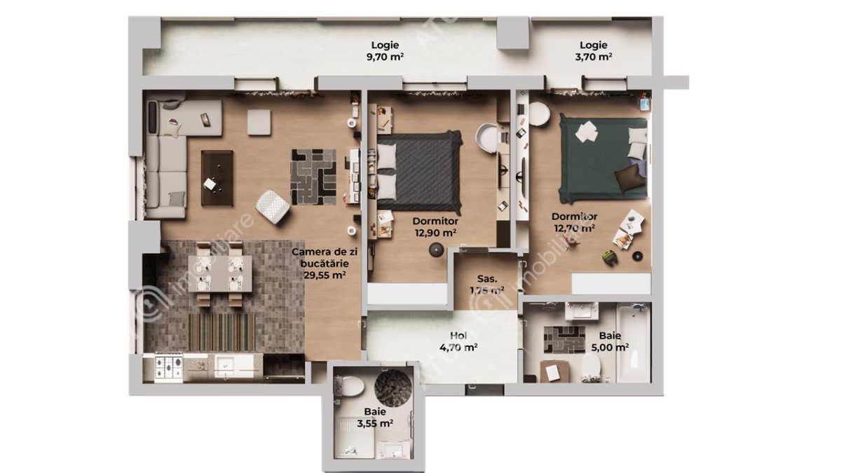 Apartament intabulat cu 3 camere si 2 bai pe Calea Surii Mici - foto 7