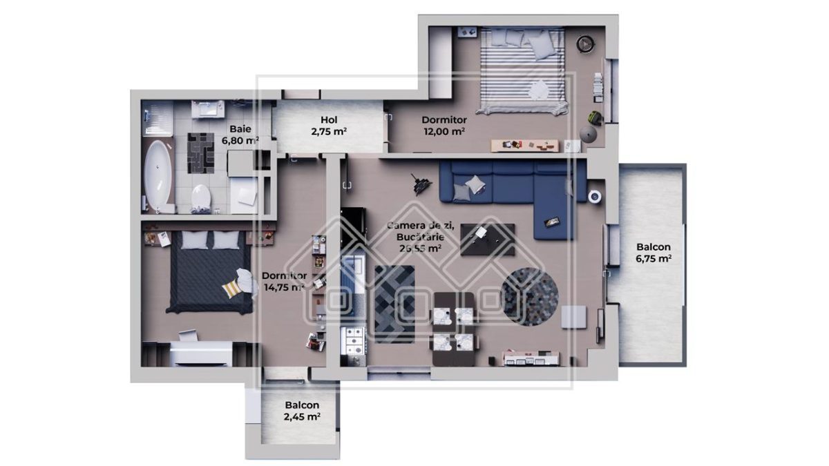 Ap. nou, 3 camere, 65,25 mp, bloc nou cu lift - foto 9